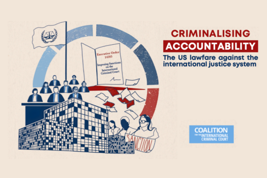 Artwork by the illustrator Laura Rees. © Coalition for the International Criminal Court, 2026
